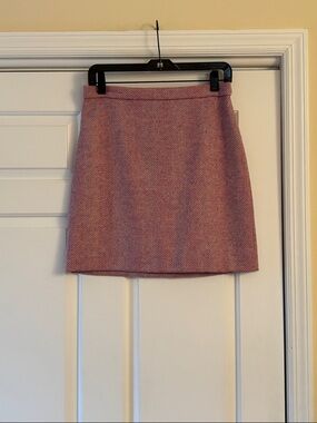 J. Crew Pink Herringbone Wool Mini Skirt